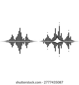 Black sound wave pattern on white