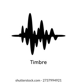A black sound waveform symbolizing timbre against a clean white backdrop, ideal for music and audio concepts.
