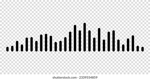 Black sound waves of the equalizer isolated on transparent background. Vector clipart Illustration