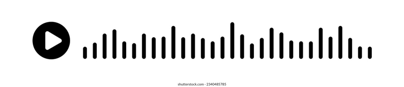 Olas de sonido negras del ecualizador aisladas en un fondo blanco aislado. Ilustración de vectores clipart