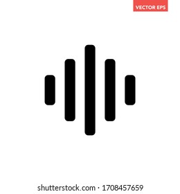 Black sound waves line icon, simple frequency flat design, digital infographic pictogram vector for app ads logotype web website button ui ux interface elements isolated on white background