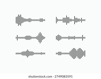 Black sound waves on a light background. Graphs show audio patterns clearly and simply. Ideal for design, music, or tech projects. Clean visuals suit professional or creative use