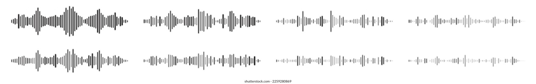 Black sound waves. Soundwave line in vector style