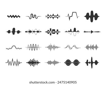 Black Soundwave Silhouette Vector Set