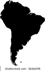 Black South America map without country borders