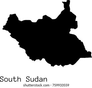 Black South Sudan map vector silhouette