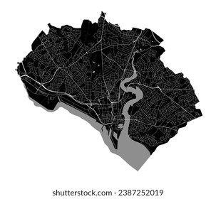 Black Southampton city map, detailed administrative area