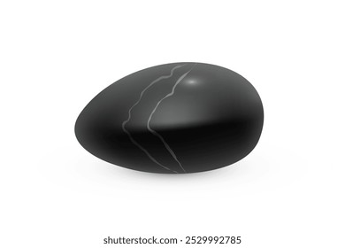 Pedra preta do spa. Ícone Zen Pebble. Rocha de equilíbrio 3D realista isolada em fundo transparente. Meditação, relaxamento, tranquilidade, terapia, conceito de ioga.