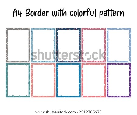 black space with cute a4 border frame illustration clipart for kids or worksheet with cute decoration