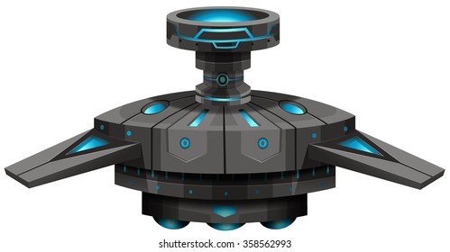 Black spaceship with wings illustration