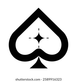 Black Spade Symbol with Abstract Design  Vector Playing Card Suit Icon