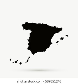 Black Spain Map Illustration