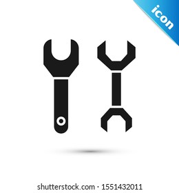 Black Spanner icon isolated on white background.  Vector Illustration