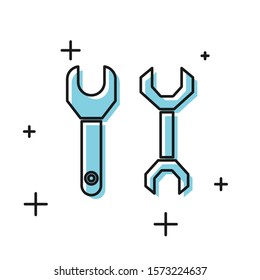 Black Spanner icon isolated on white background.  Vector Illustration