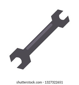 Black spanner illustration. Instrument, fixing, equipment. Engineering concept. Vector illustration can be used for topics like repair, service, tools