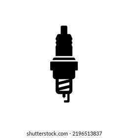 Black Spark Plug Icon Vector Silhouette On White Background. Suitable For Additional Icons On Motor Vehicle Repair, Especially Repairs On Spark Plugs Or Motor Vehicle Electrical Voltages.