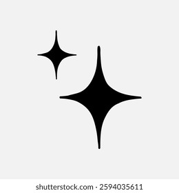 Black sparkle icons on a white background. Sparkle design, simple and clean. Perfect for adding a sparkle effect to graphics or projects. Sparkle motif. Star element vector.
