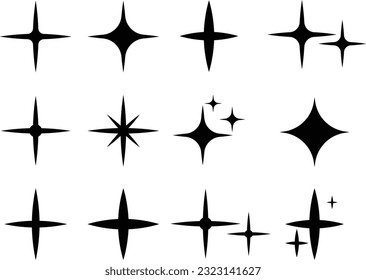 Black Sparkle icons , Star icons. Twinkling stars. Shining burst. Vector illustration