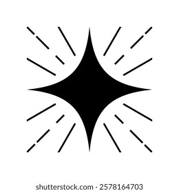 Black sparkle star with light rays icon vector design