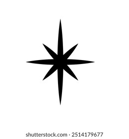Black sparkle vector silhouette. Star icon flat design element