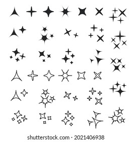 Black sparkles, glowing light effect stars and bursts vector set. Bright firework, decoration twinkle, shiny flash vecor illustration