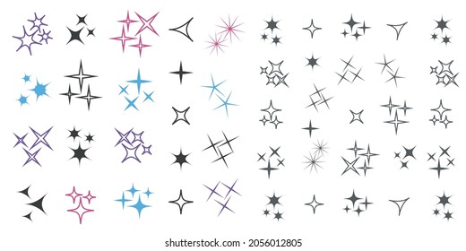 Black sparkles, glowing light effect stars and bursts vector set. Bright firework, decoration twinkle, shiny flash vecor illustration