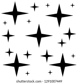 Negro chispea símbolos vector. El conjunto de estrellas vectoriales originales chispa icono. Pirotecas brillantes, decoraciones brillantes, relámpagos brillantes. Colección de estrellas y ráfagas de efecto luminoso brillante. 