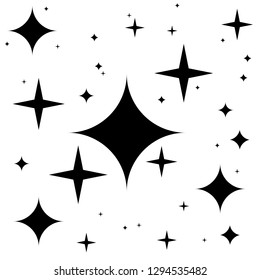 Black sparkles symbols vector. The set of original vector stars sparkle icon. Bright firework, decoration twinkle, shiny flash. Glowing light effect stars and bursts collection.