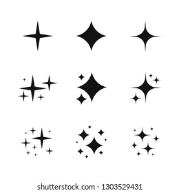 Black sparkles symbols vector. The set of original vector stars sparkle icon. Bright firework, decoration twinkle, shiny flash. Glowing light effect stars and bursts collection.