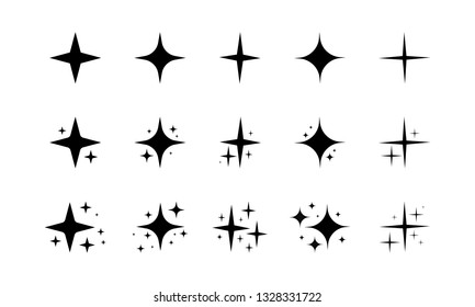 Black sparkles symbols vector. The set of original vector stars sparkle icon. Bright firework, decoration twinkle, shiny flash. Glowing light effect stars and bursts collection. Vector