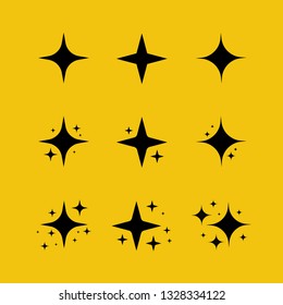 Black sparkles symbols vector. The set of original vector stars sparkle icon. Bright firework, decoration twinkle, shiny flash. Glowing light effect stars and bursts collection. Vector