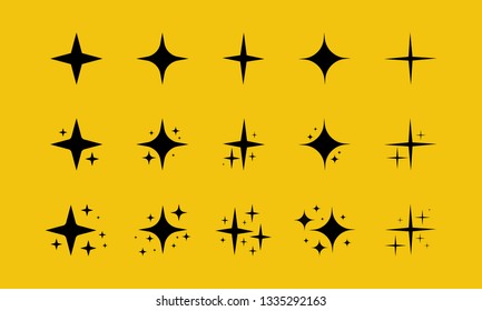 Black sparkles symbols vector. The set of original vector stars sparkle icon. Bright firework, decoration twinkle, shiny flash. Glowing light effect stars and bursts collection. Vector