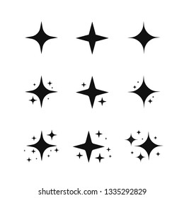 Black sparkles symbols vector. The set of original vector stars sparkle icon. Bright firework, decoration twinkle, shiny flash. Glowing light effect stars and bursts collection. Vector