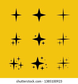 Black sparkles symbols vector. The set of original vector stars sparkle icon. Bright firework, decoration twinkle, shiny flash. Glowing light effect stars and bursts collection. Vector