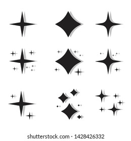 Black sparkles symbols vector. The set of original vector stars sparkle icon. Bright firework, decoration twinkle, shiny flash. Glowing light effect stars and bursts collection.