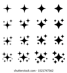 Black sparkles symbols vector. The set of sample vector stars sparkle icon. Bright firework, decoration twinkle, shiny flash. Glowing light effect stars and bursts collection.