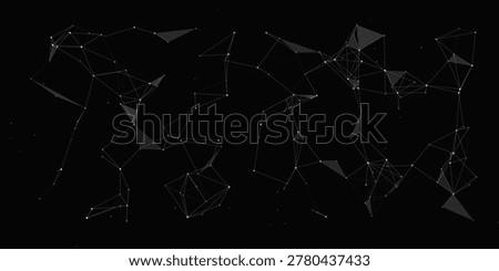Black Sparse Plexus Network Background With Open Full Field Dots, Thin Lines, And Polygon Facets For Technology, Data, Science, AI, Communication, And Digital Design.