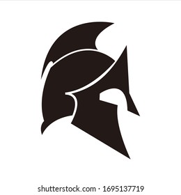Black Spartan helmet on a white background