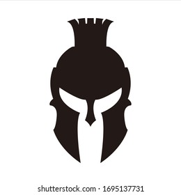 Black Spartan helmet on a white background