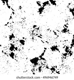 Black spattered background with blots and spots. Black ink vector texture