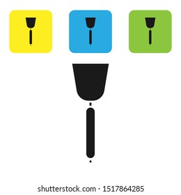 Black Spatula icon isolated on white background. Kitchen spatula icon. BBQ spatula sign. Barbecue and grill tool. Set icons colorful square buttons. Vector Illustration