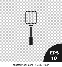 Black Spatula icon isolated on transparent background. Kitchen spatula icon. BBQ spatula sign. Barbecue and grill tool.  Vector Illustration