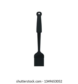 Black spatula on white background. Kitchenware concept.