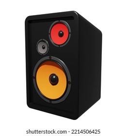 black speaker box 3d render design transparent background