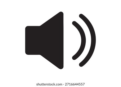Icono de altavoz negro con diseño de símbolo de control de volumen de ondas de sonido