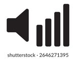Black speaker icon with volume level indicator on white