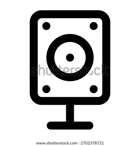 Black speaker illustration representing audio output and sound device. Perfect for media, music, and multimedia design assets.