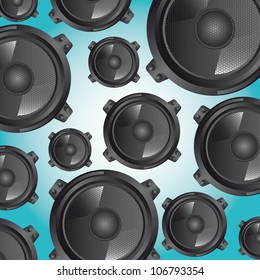 black speakers over blue background. vector illustration