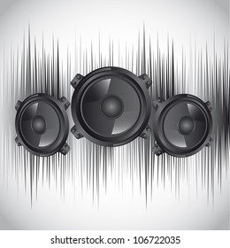 black speakers over gray background. vector illustration