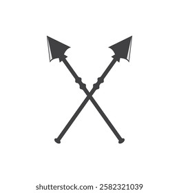 Black spears crossed icon flat design